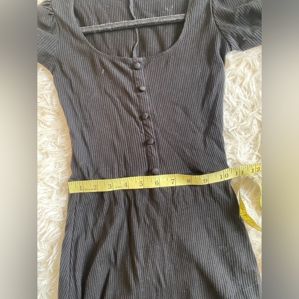 Reformation Black Ribbed Mini Dress - Picture 5 of 8